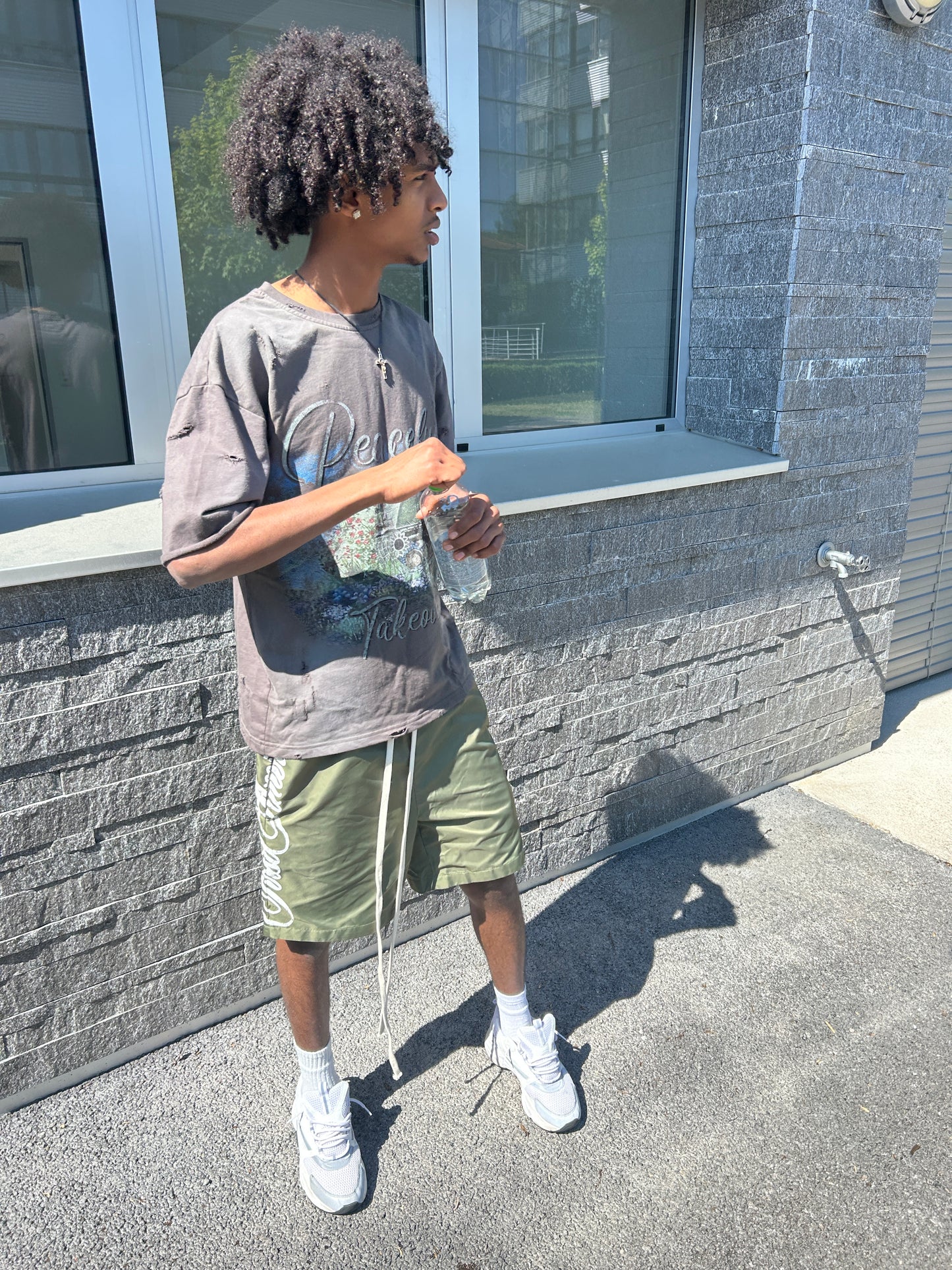 FIRST AMIRI "olive green" nylon shorts