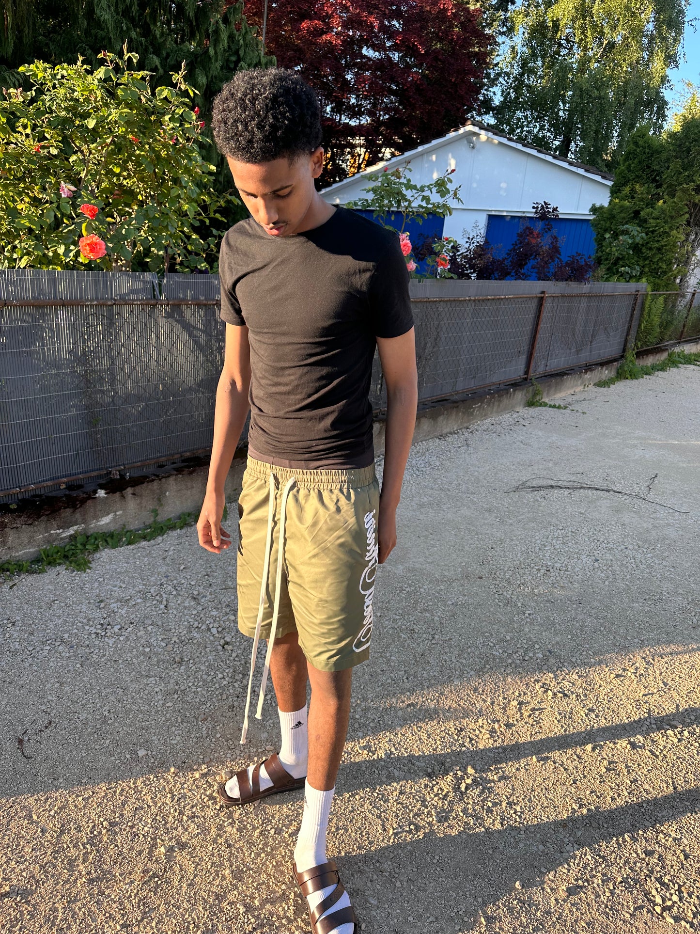 FIRST AMIRI "olive green" nylon shorts